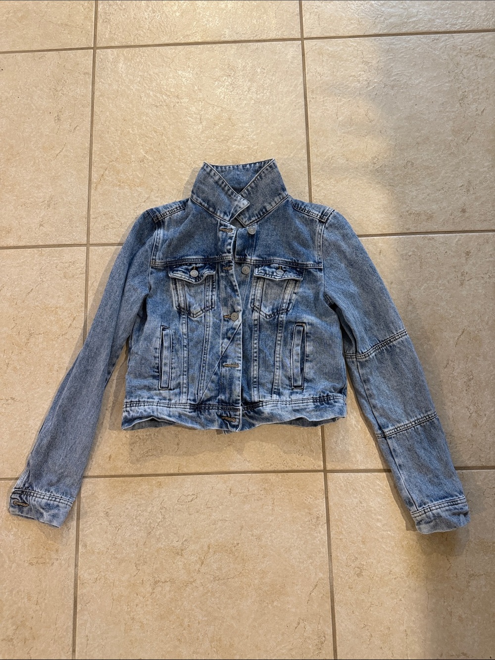 Free People Washed Light Blue Denim Jacket